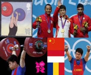 yapboz Podyum Halter Erkekler 69 kg, Lin Qingfeng (Çin), Triyatno Triyatno (Endonezya) ve Constantin Martin (Romanya) - Londra 2012 -